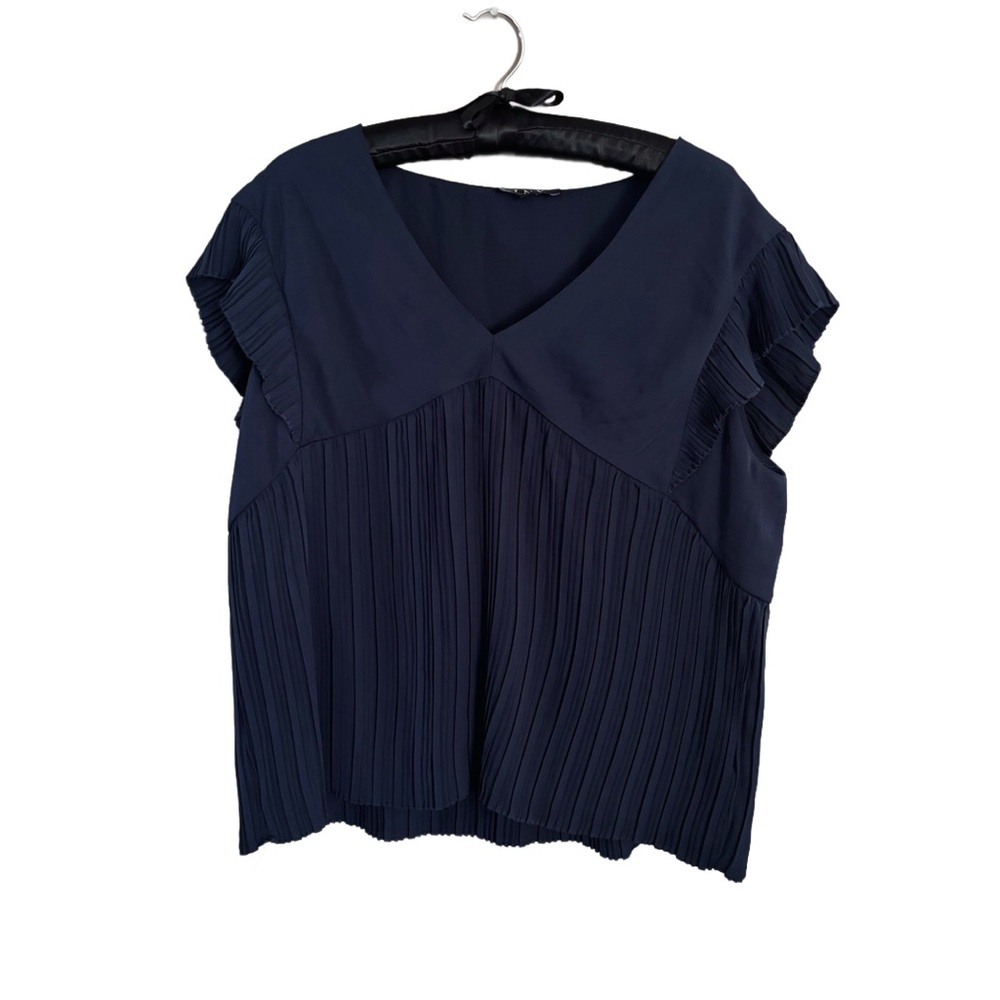 Navy Blue Silky Pleated L.N.V Women's Top (new without tags) Women’s Size XL